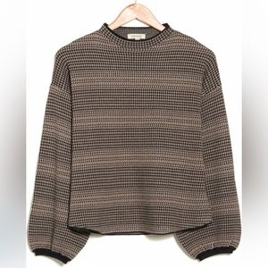 Max Studio Funnel Neck Black & Brown Sweater - Size L